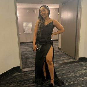 Long black silk dress